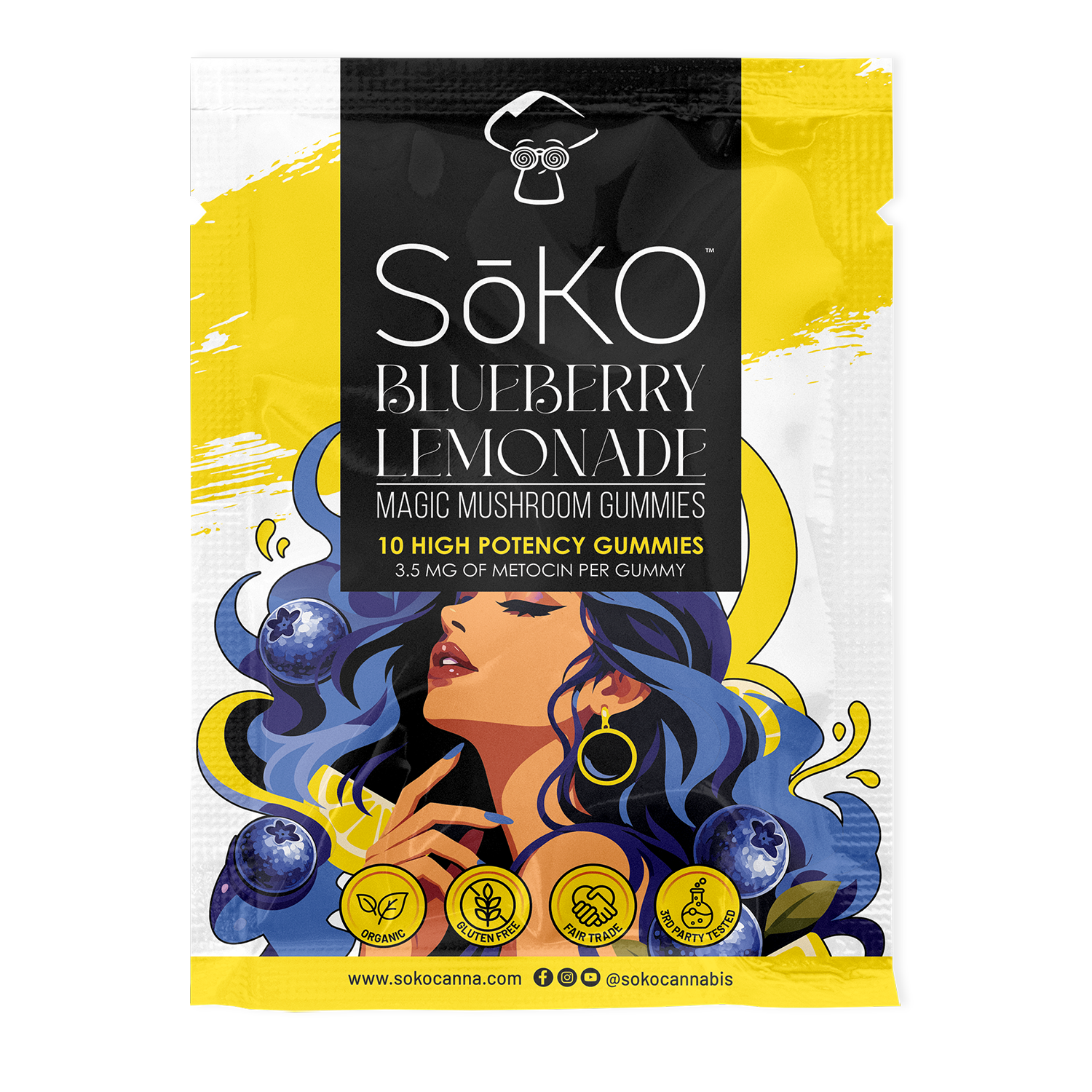 フィンレイソン kokoessu hippamuumi 　濃いブルー SŌKO Blueberry Lemonade Magic Mushroom Gummies | 3.5mg Metocin