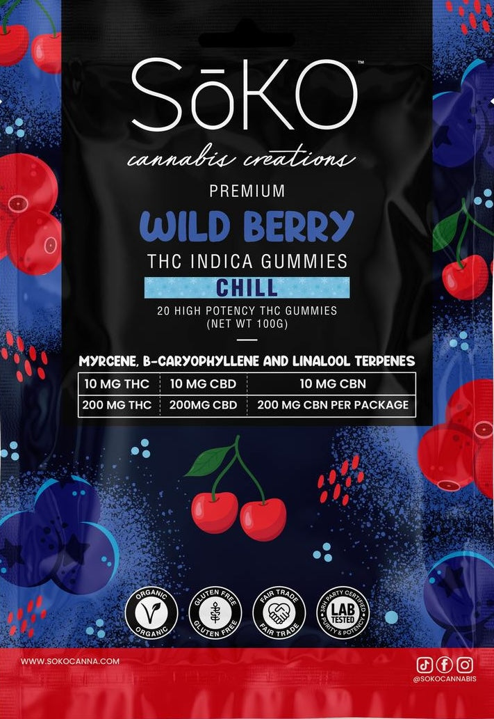 Indica Chill THC Gummies: 200 mg THC 200 mg CBD