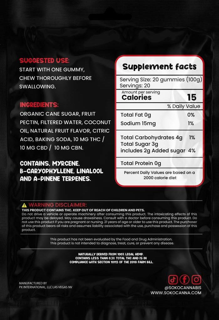 Indica Chill THC Gummies: 200 mg THC 200 mg CBD