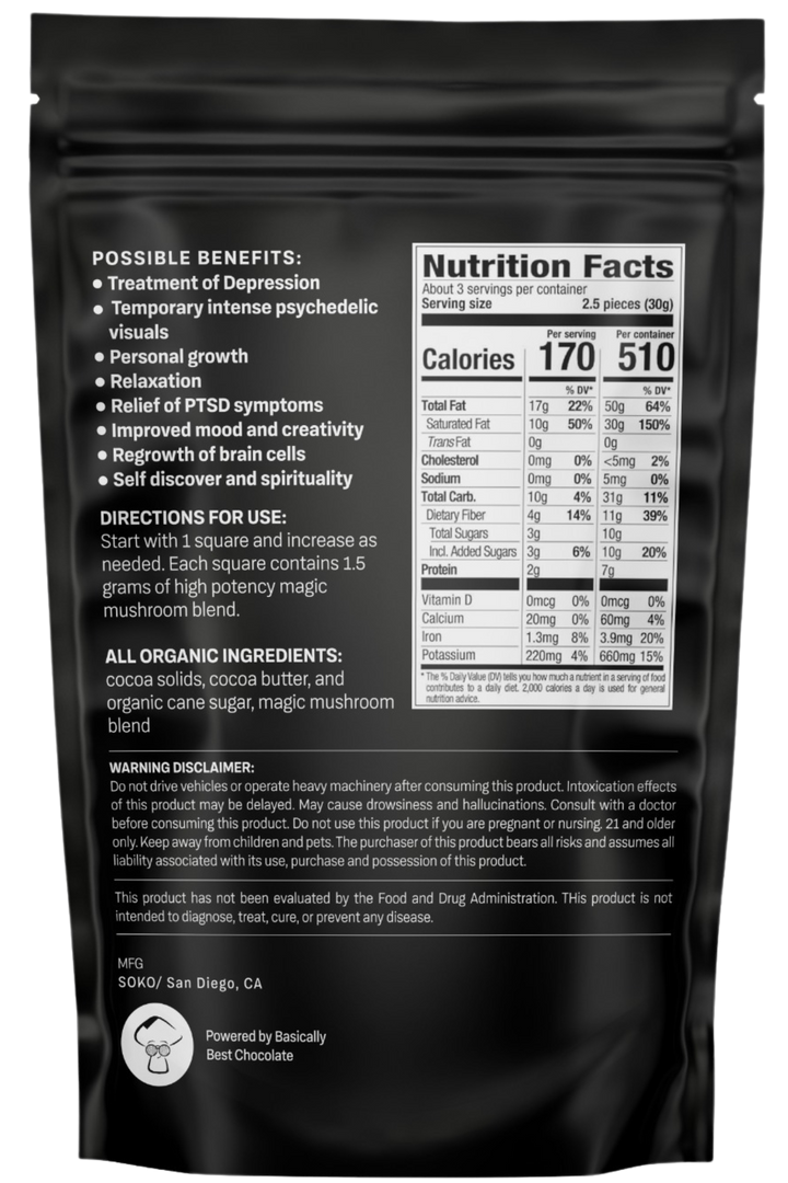 Premium Dark Chocolate Magic Mushroom Squares 6 grams