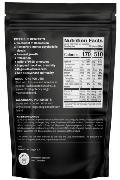 Premium Dark Chocolate Magic Mushroom Squares 6 grams