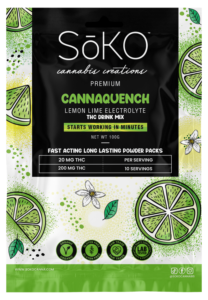 SōKO CannaQuench Lemon Lime THC Electrolyte Drink Mix