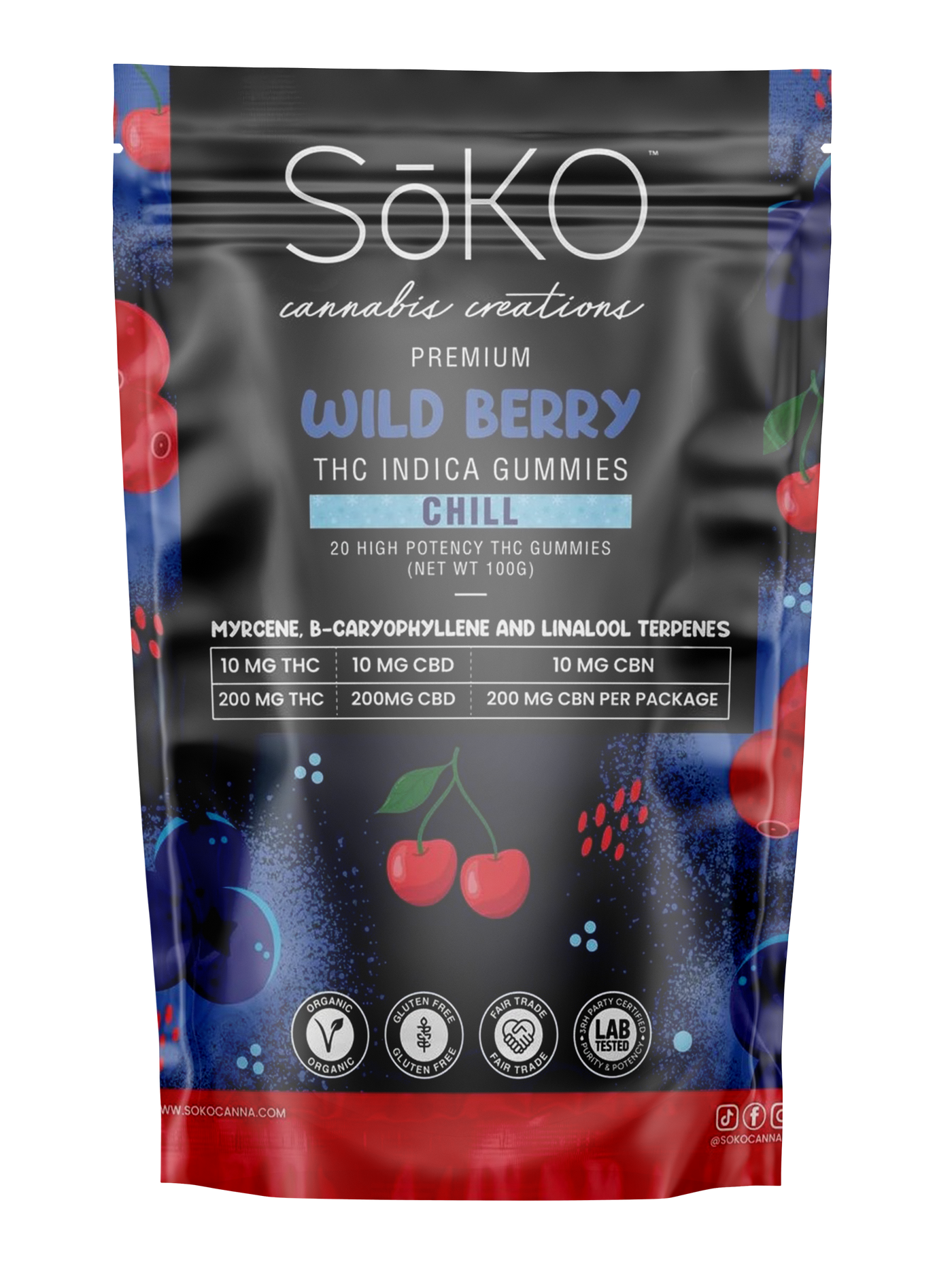 Indica Chill THC Gummies: 200 mg THC 200 mg CBD