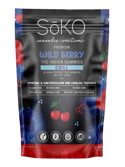 Indica Chill THC Gummies: 200 mg THC 200 mg CBD