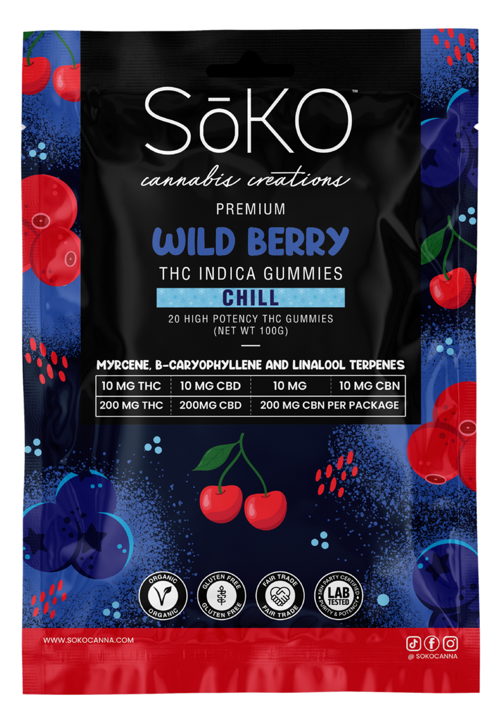 Indica Chill THC Gummies: 200 mg THC 200 mg CBD