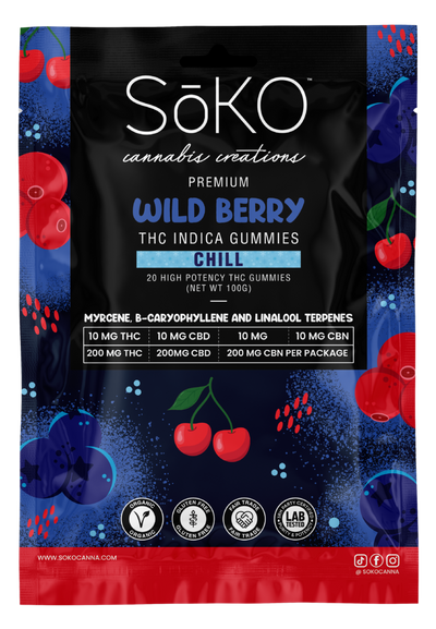 Indica Chill THC Gummies: 200 mg THC 200 mg CBD