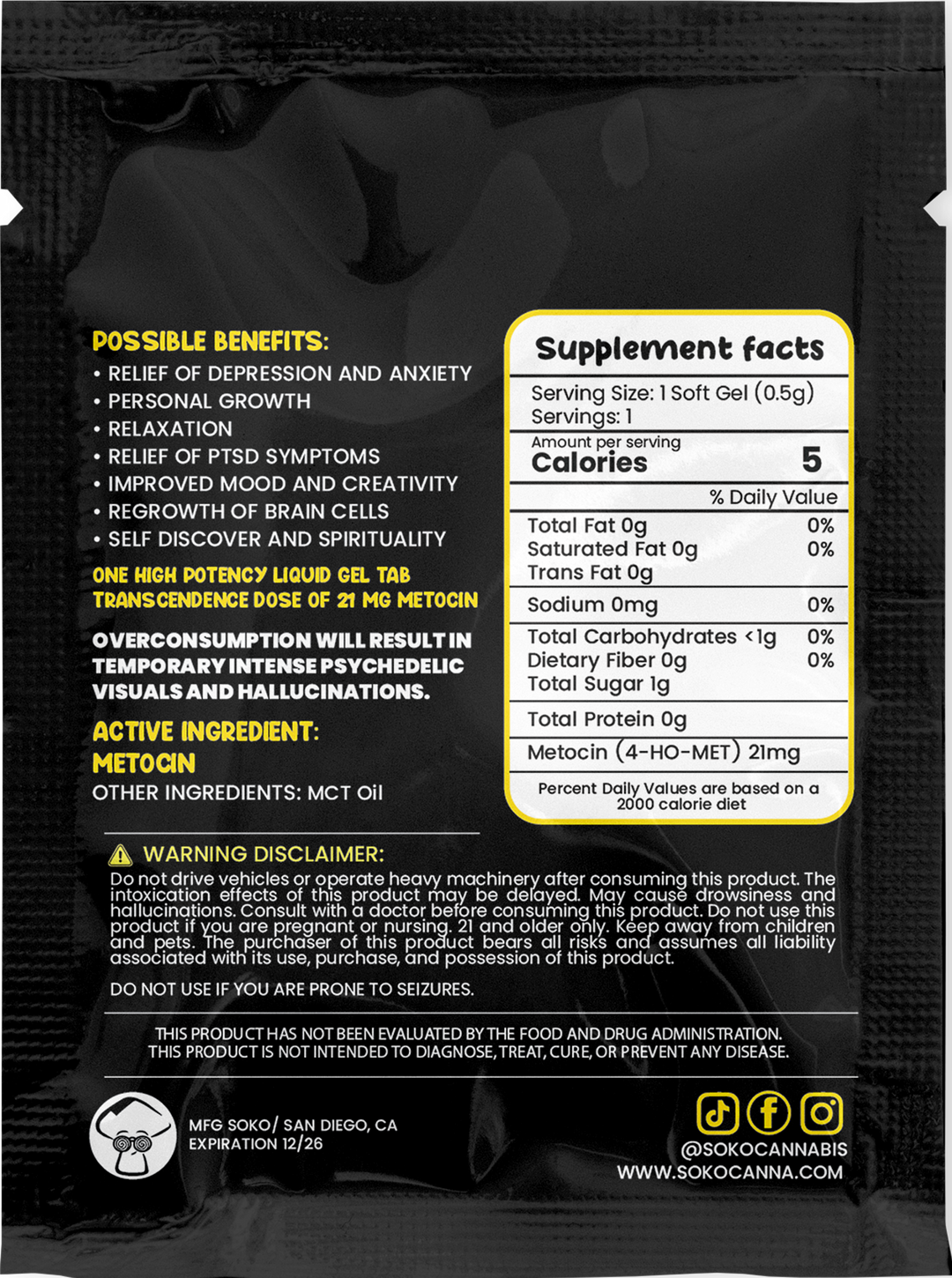 The Transcendence Dose – single Liquid Gel Capsule (21 mg Metocin)